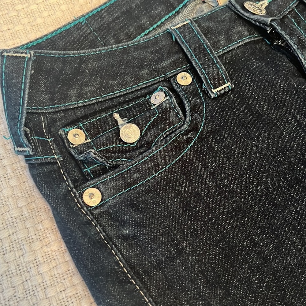 True Religion Women’s Straight Jeans with Colored Embroidered Logo Size 27 - Picture 4 of 14